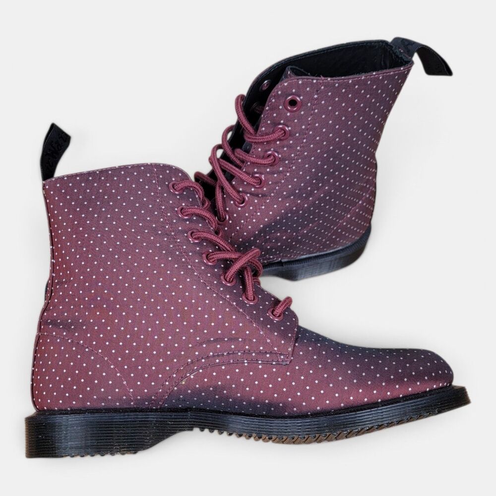 Dr. Martens Evan Boot Women's US 7 Pindot Cherry Red 7-Eyelet Lace Up NEW - Picture 4 of 8